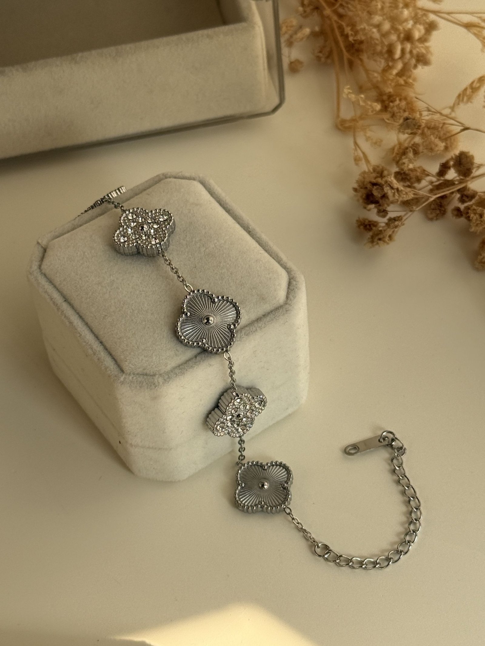 Celestia Crystal Clover Chain Bracelet