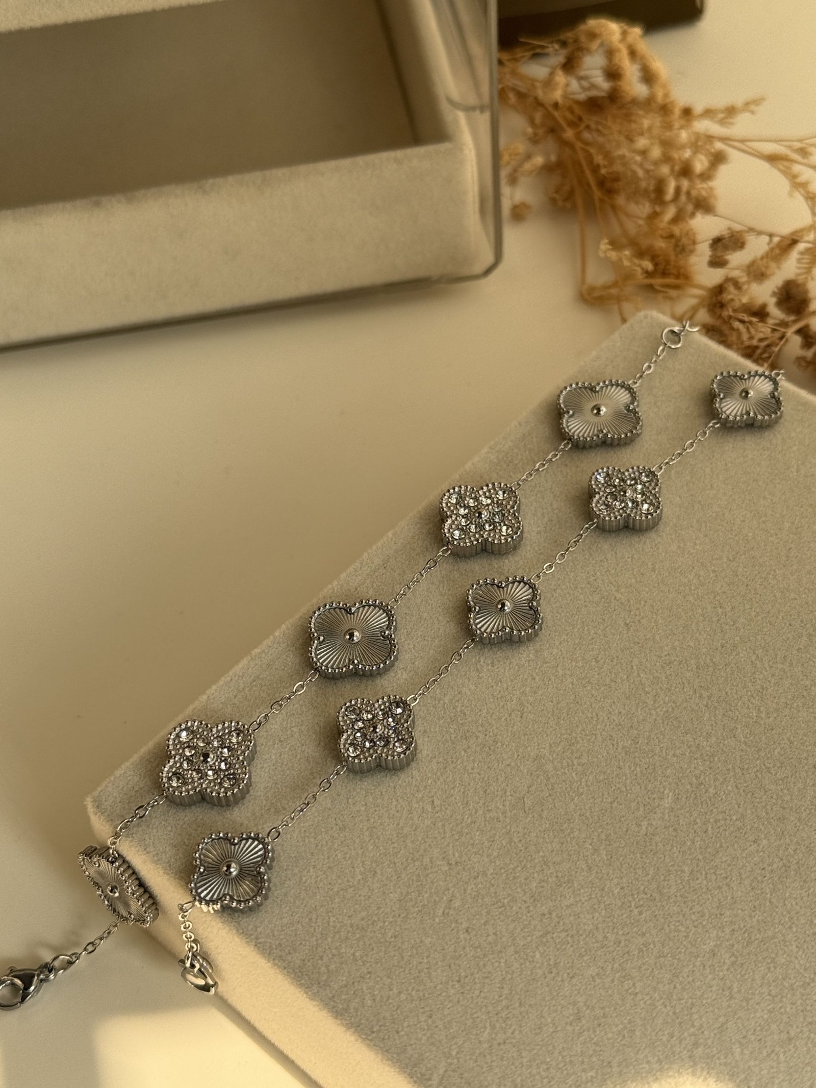 Celestia Crystal Clover Chain Bracelet