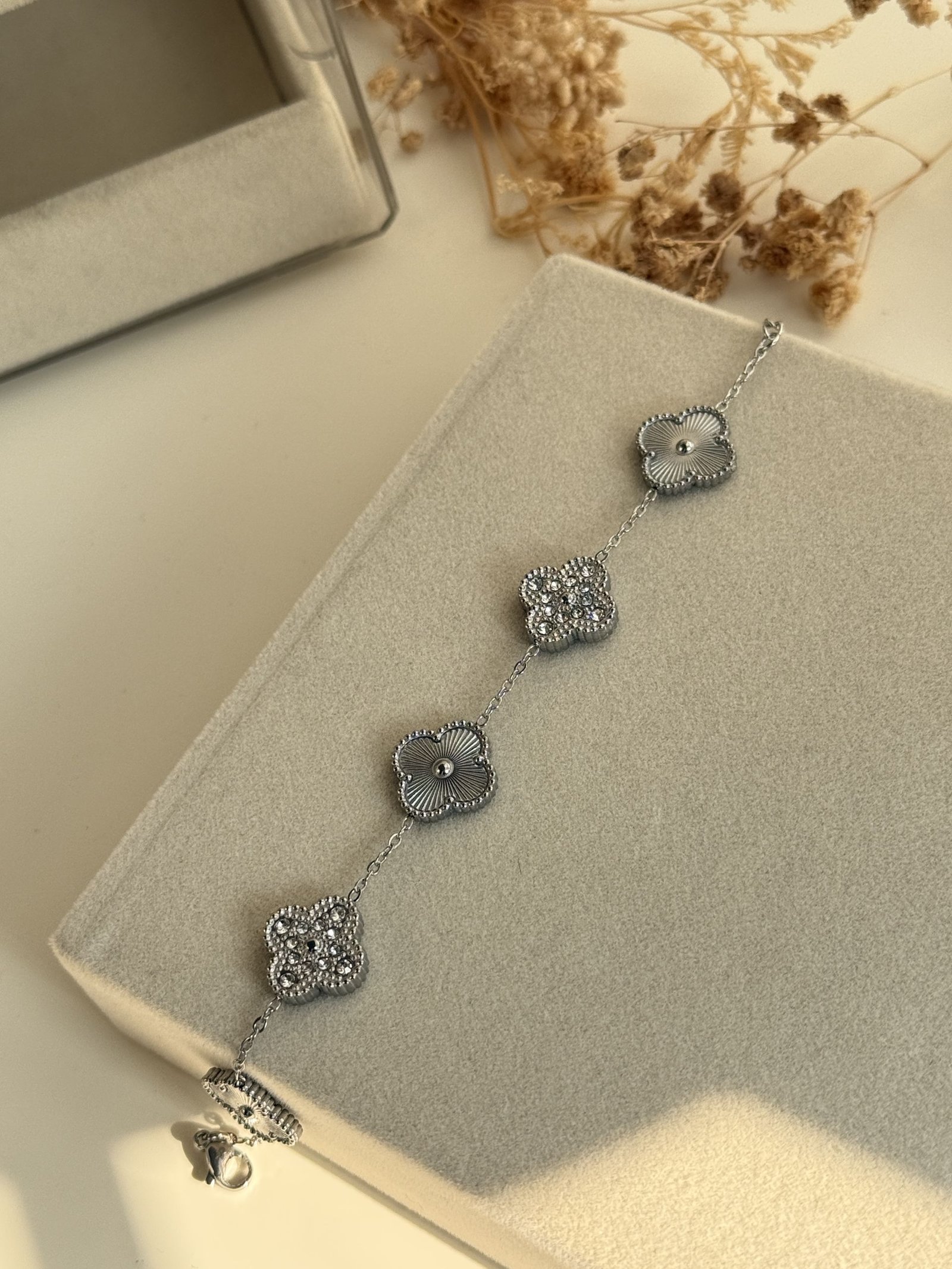 Celestia Crystal Clover Chain Bracelet