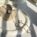 Elvara Pearl Clover Chain Necklace (15 mm)