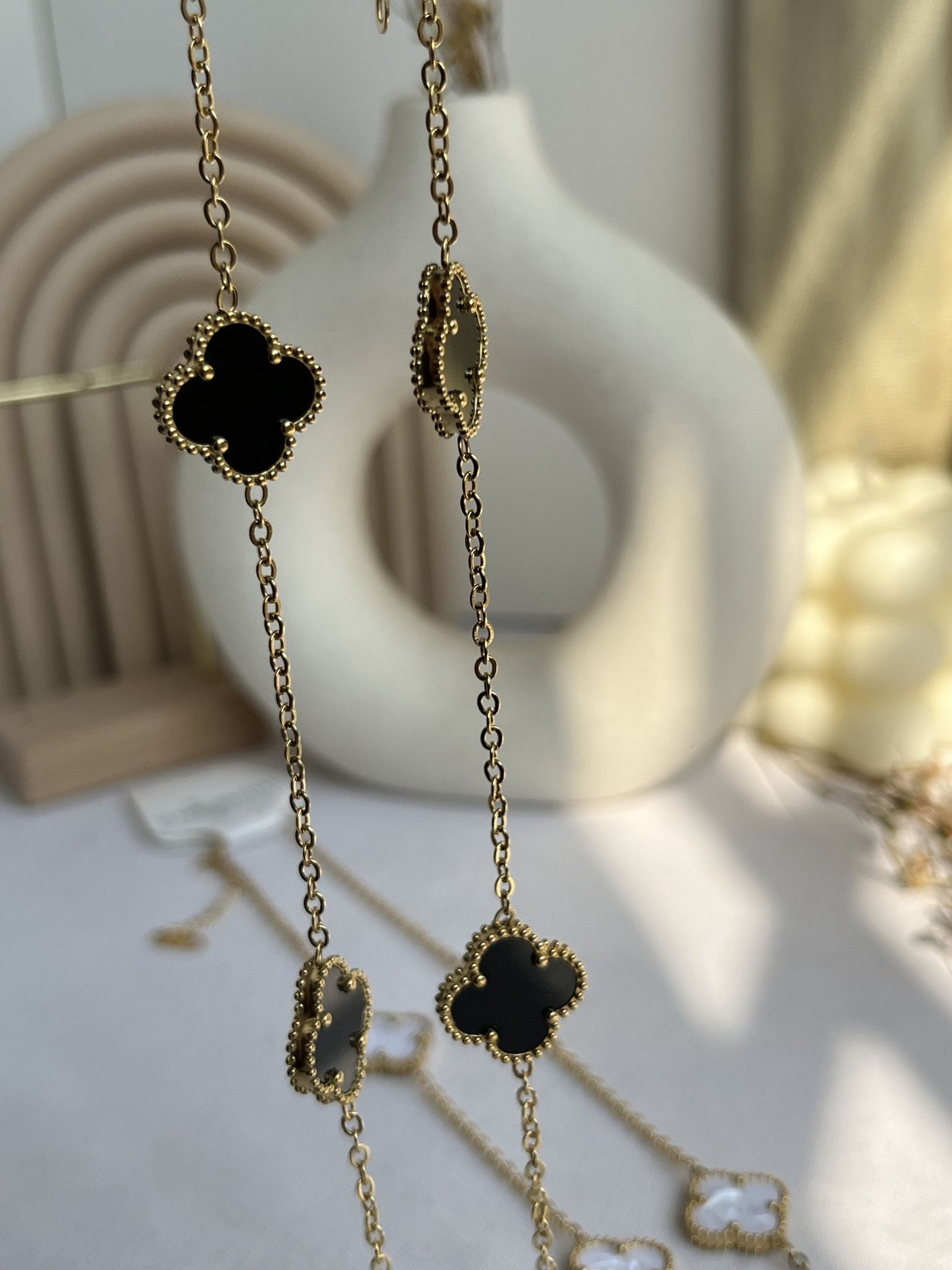 Elvara Pearl Clover Chain Necklace (15 mm)