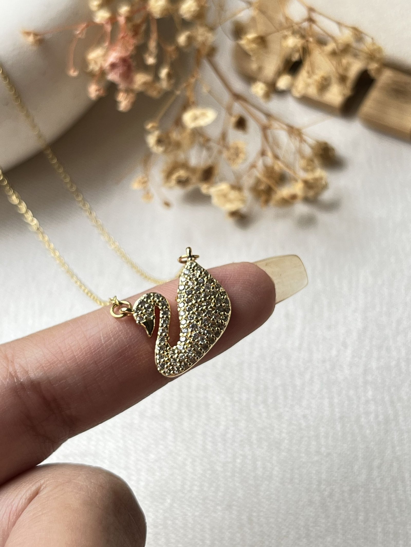 Aurelle Swan Pavé Necklace