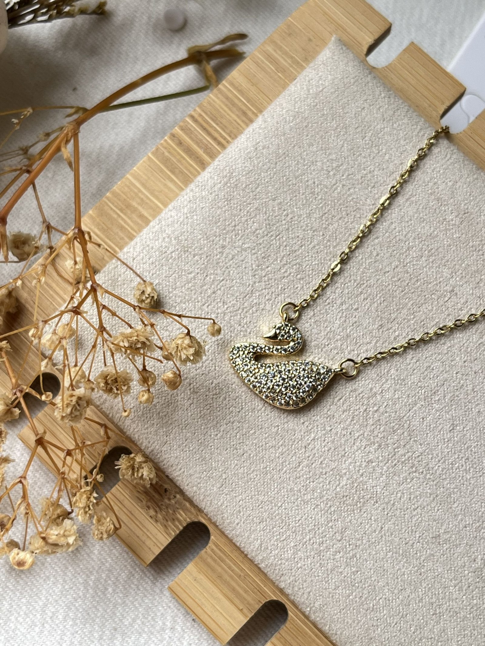 Aurelle Swan Pavé Necklace