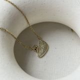 Aurelle Swan Pavé Necklace