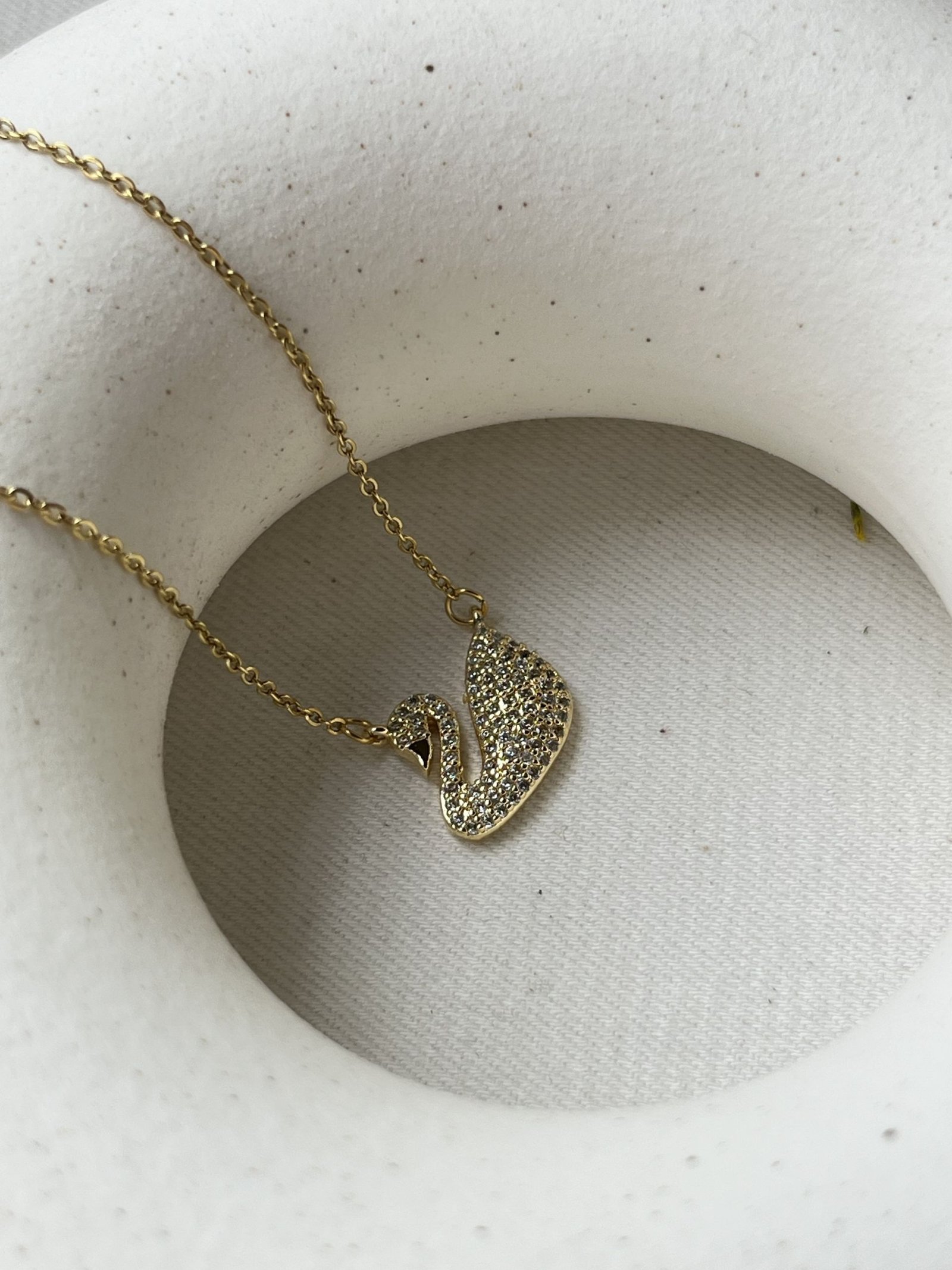 Aurelle Swan Pavé Necklace