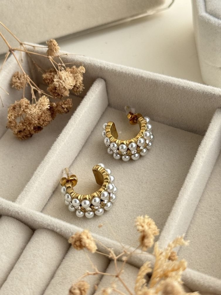 Pearl Halo Hoop Earrings