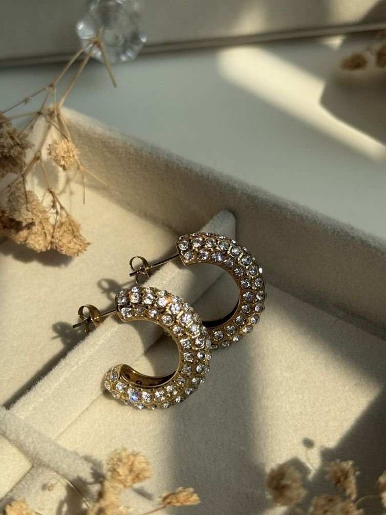 Diva Crystal Stud Hoop Earrings