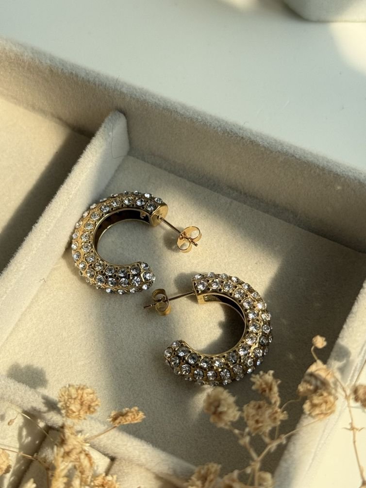 Diva Crystal Stud Hoop Earrings