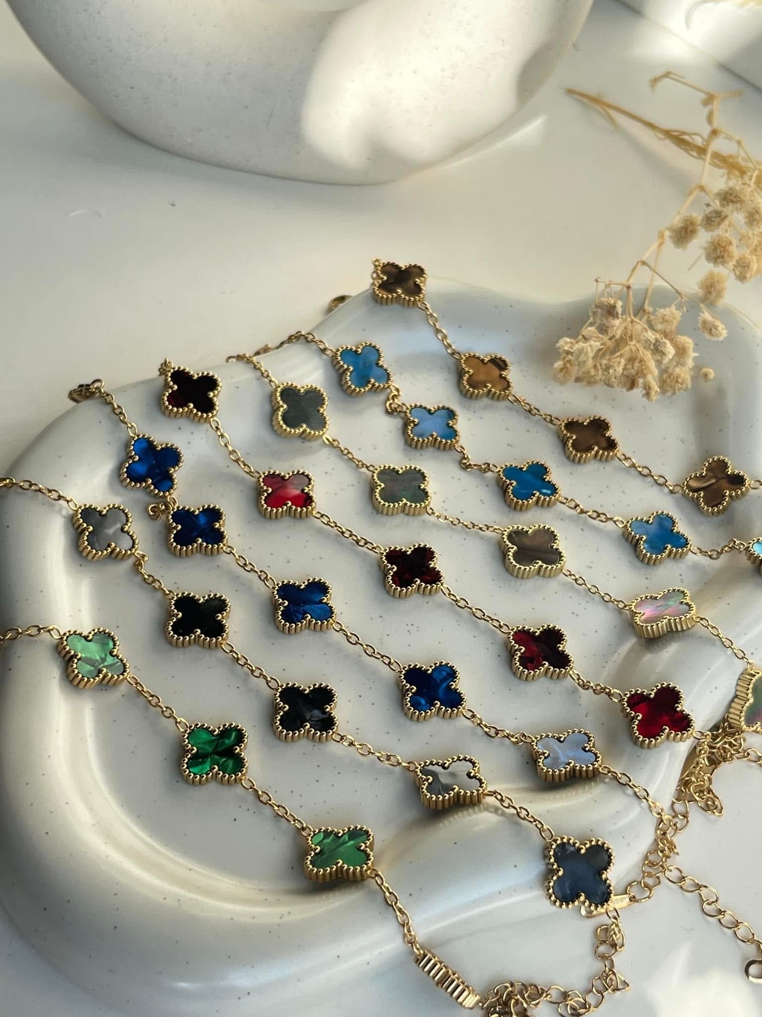 Chrome Clover Charm Chain Bracelet