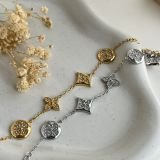 Lunaria Crystal Motif Chain Bracelet