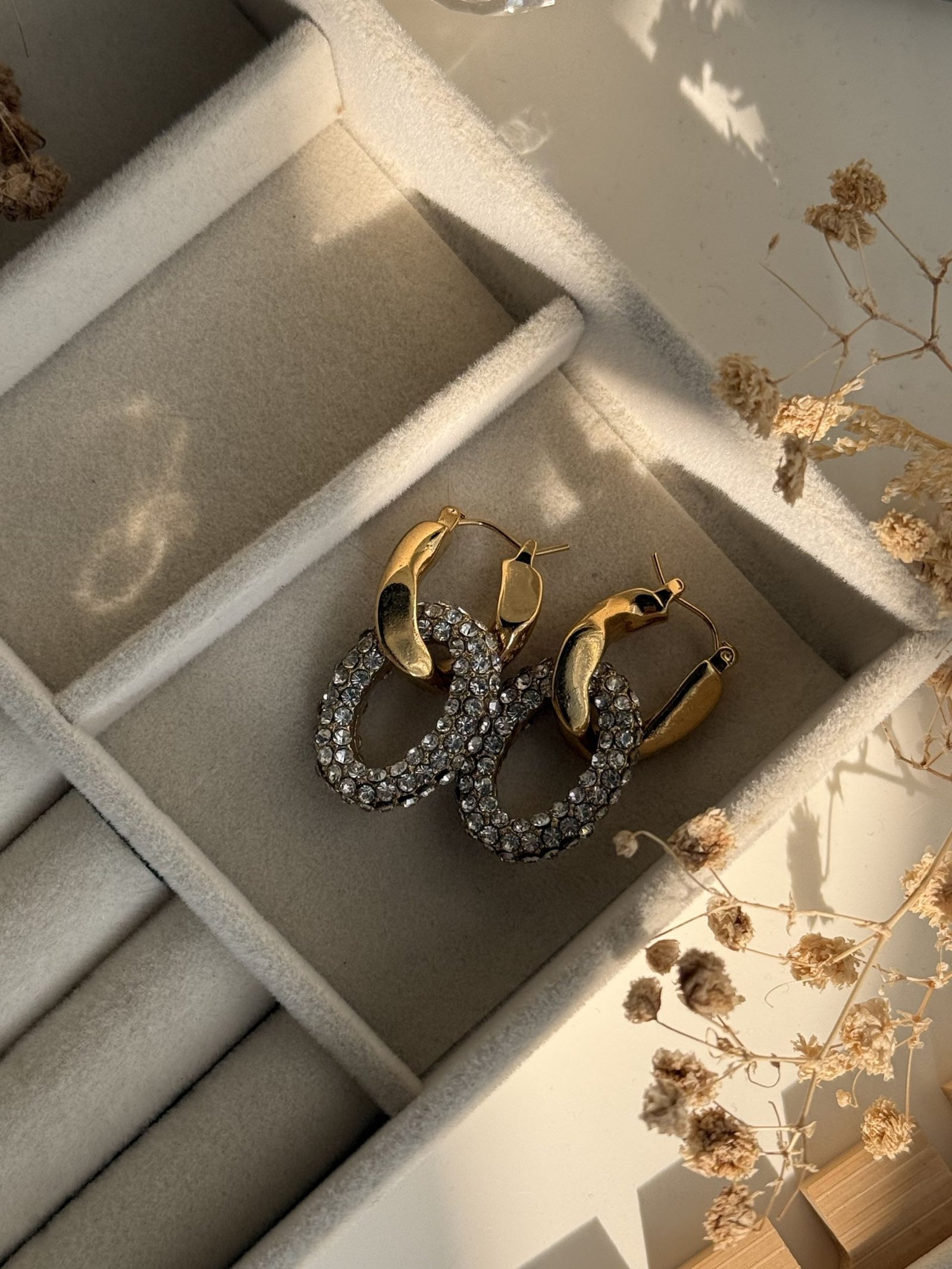 Diva Crystal Link Hoop Earrings