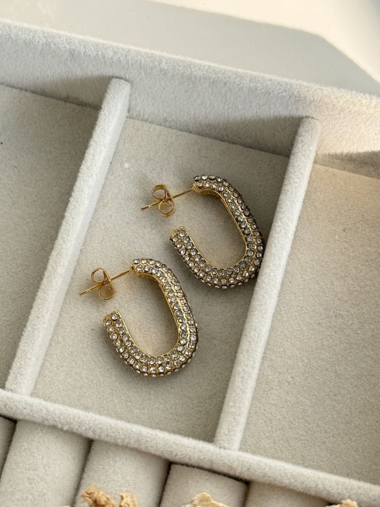 Sybil Crystal Curve Earrings