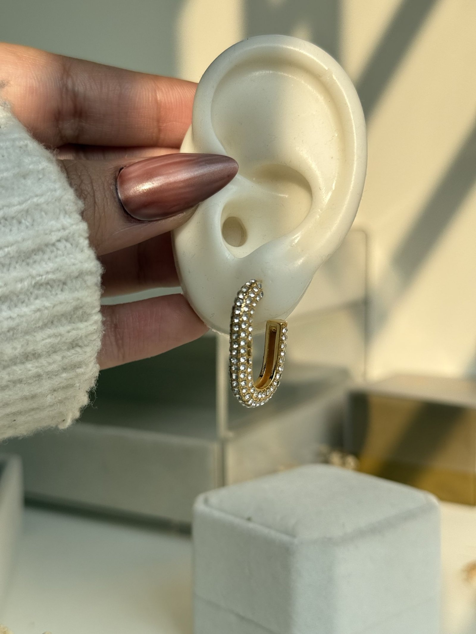 Sybil Crystal Curve Earrings