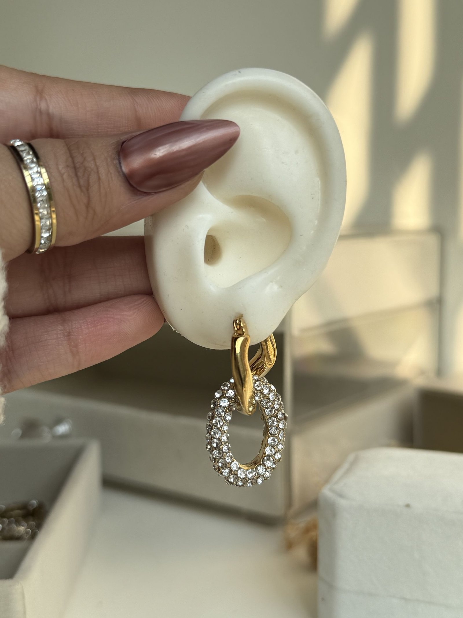 Diva Crystal Link Hoop Earrings