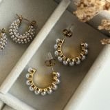 Pearl Halo Hoop Earrings