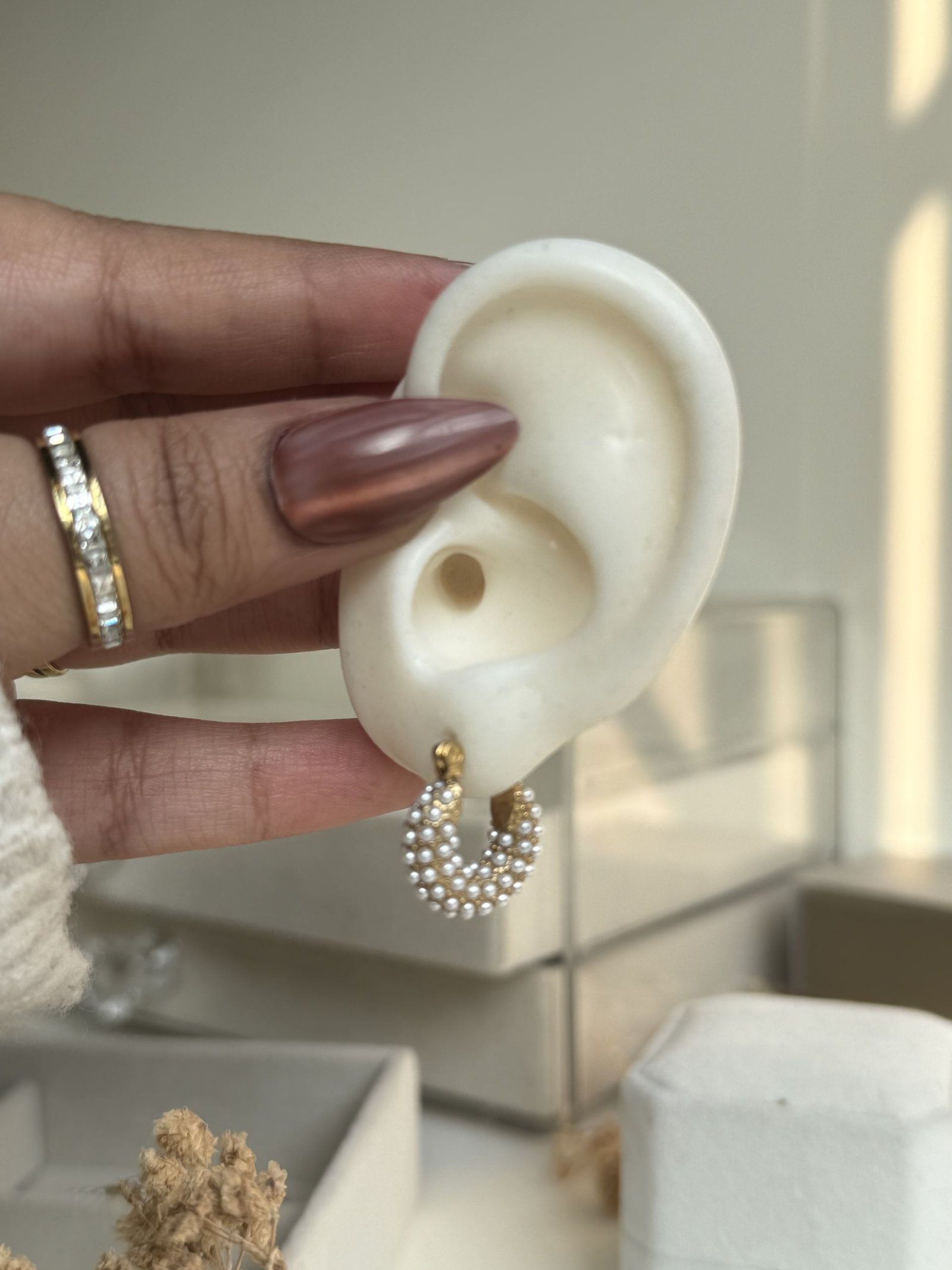 Pearl Halo Mini Hoops