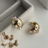 Elna Chubby Pearl Hoop Earrings