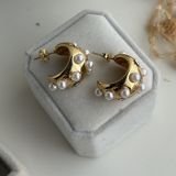 Elna Chubby Pearl Hoop Earrings