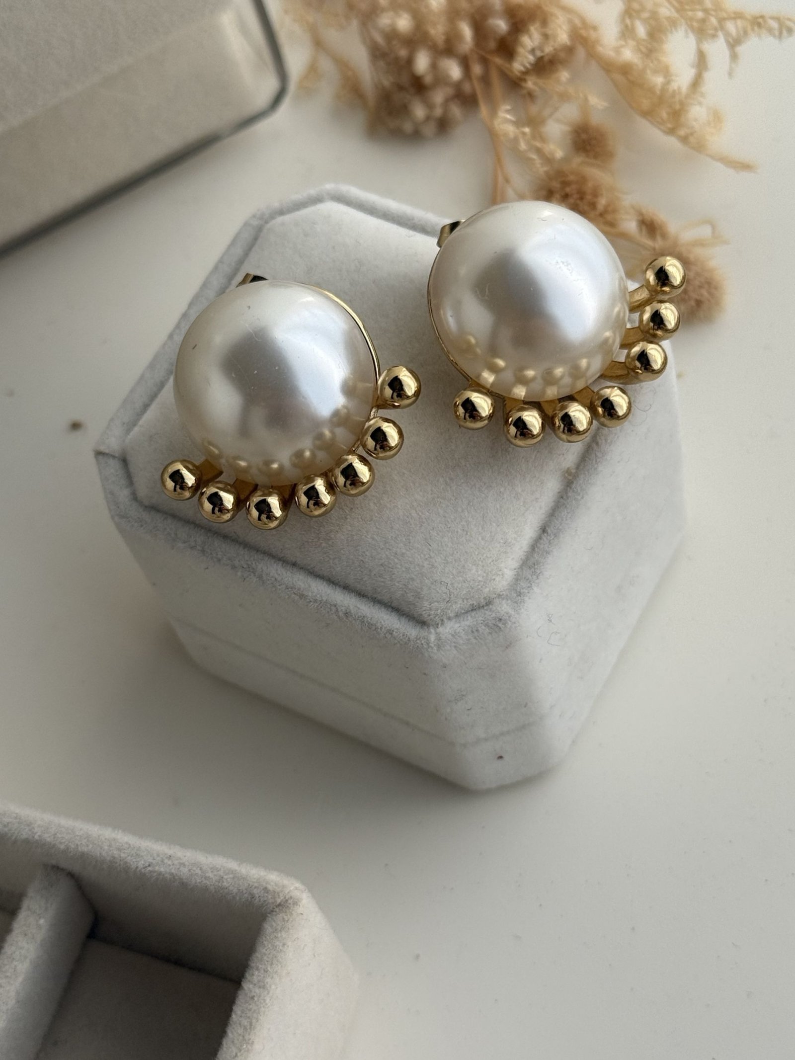 Aurelia Pearl Halo Stud Earrings