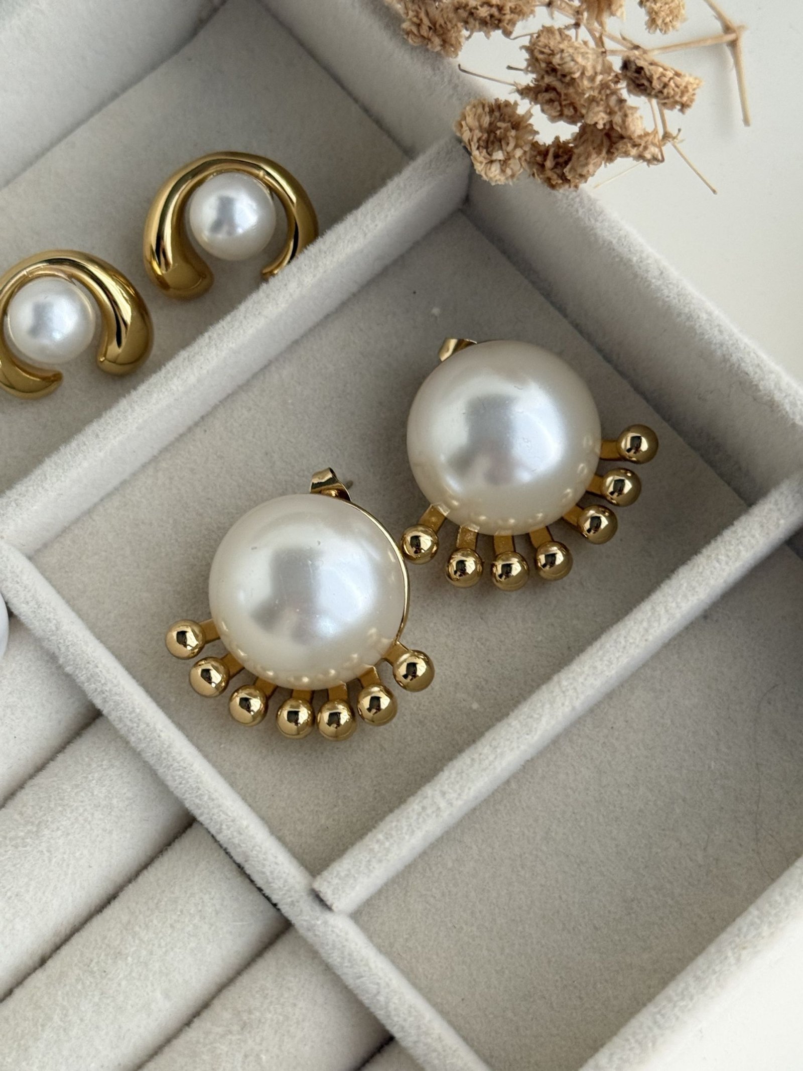 Aurelia Pearl Halo Stud Earrings