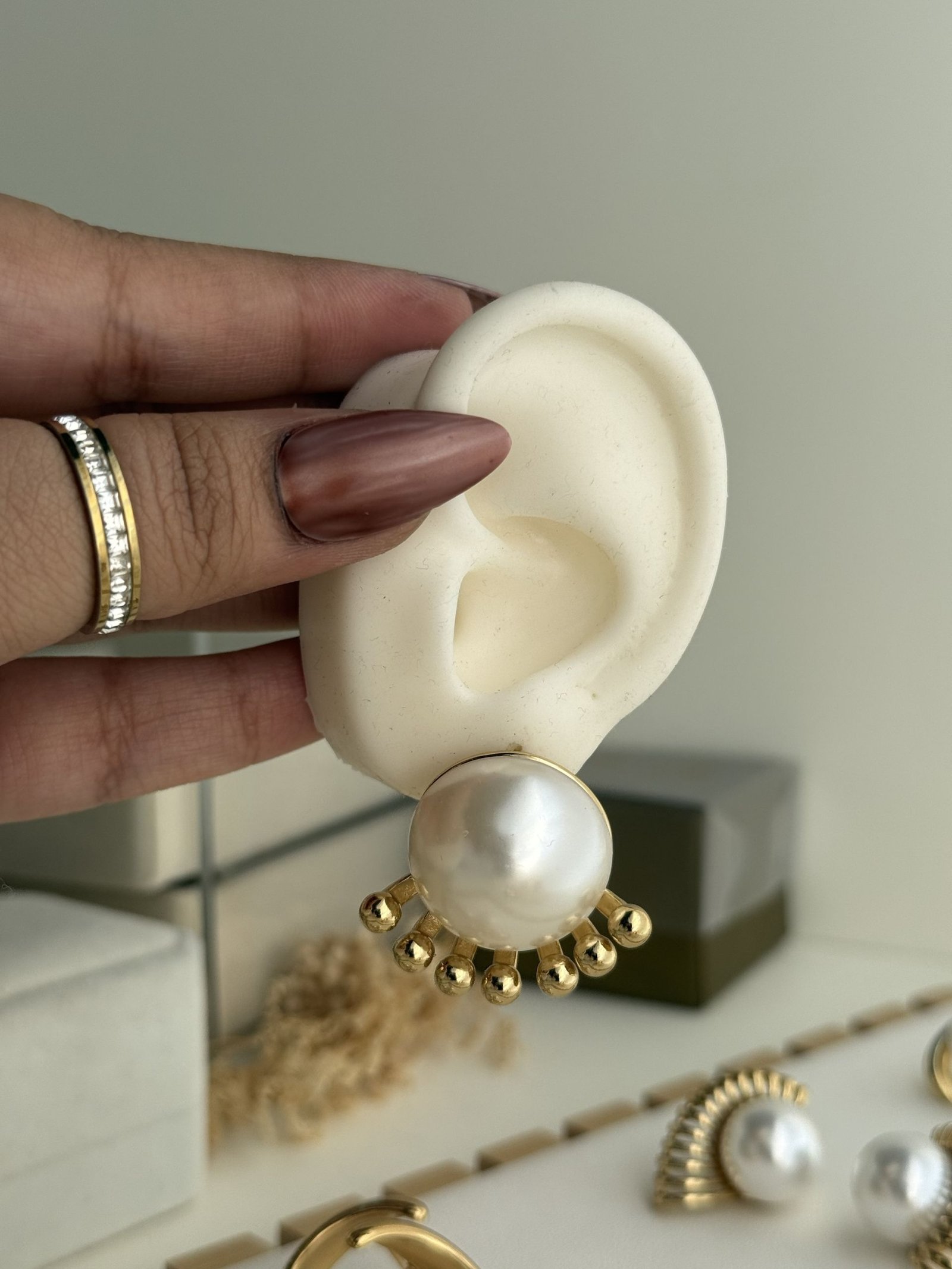 Aurelia Pearl Halo Stud Earrings