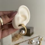 Aurora Crescent Pearl Stud Earrings