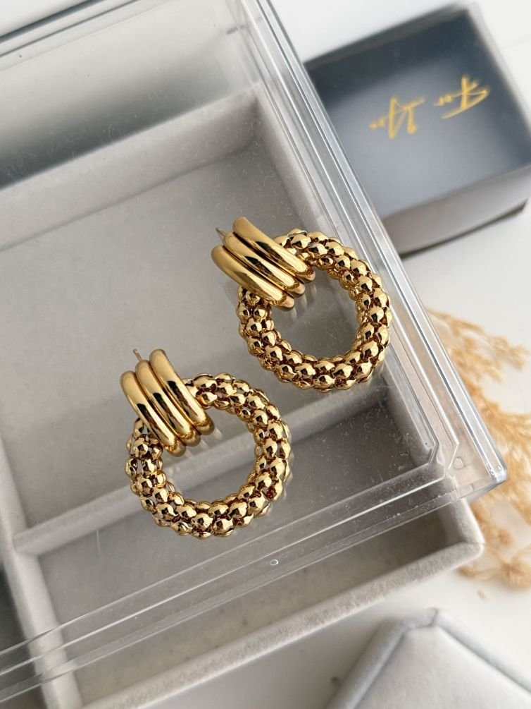 Aurelia Interlock Chunky Hoop Stud Earrings