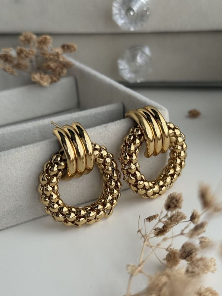 Aurelia Interlock Chunky Hoop Stud Earrings