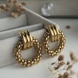 Aurelia Interlock Chunky Hoop Stud Earrings