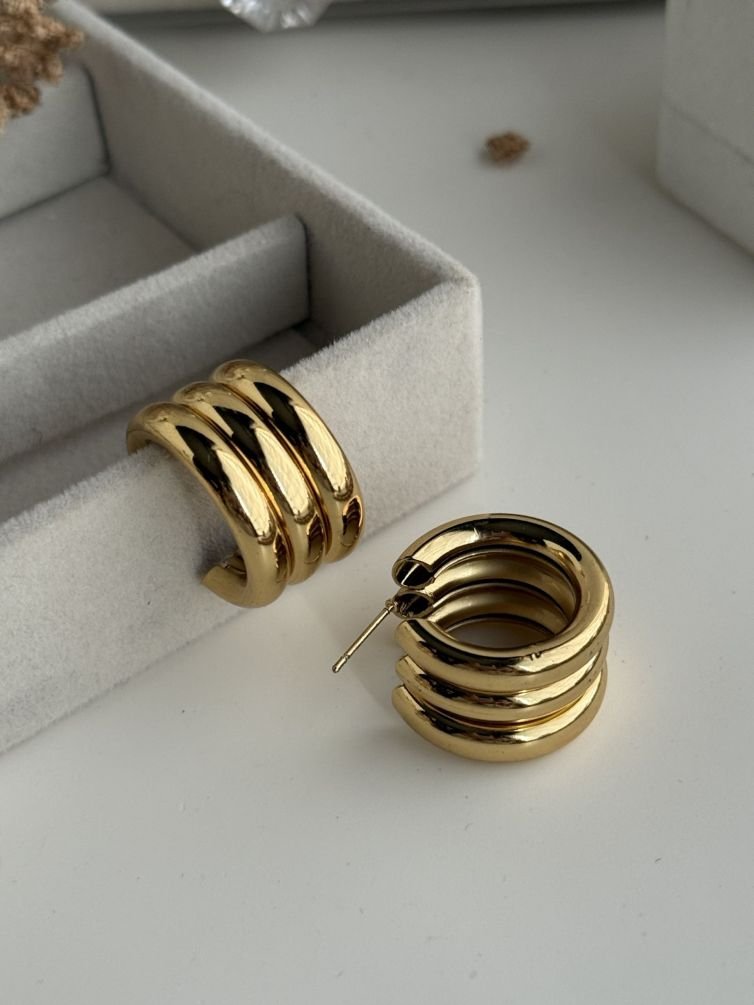 Trinity Stack Hoop Stud Earrings