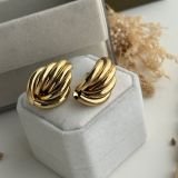 Aureon Wave Ribbed Stud Earrings