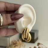 Aureon Wave Ribbed Stud Earrings