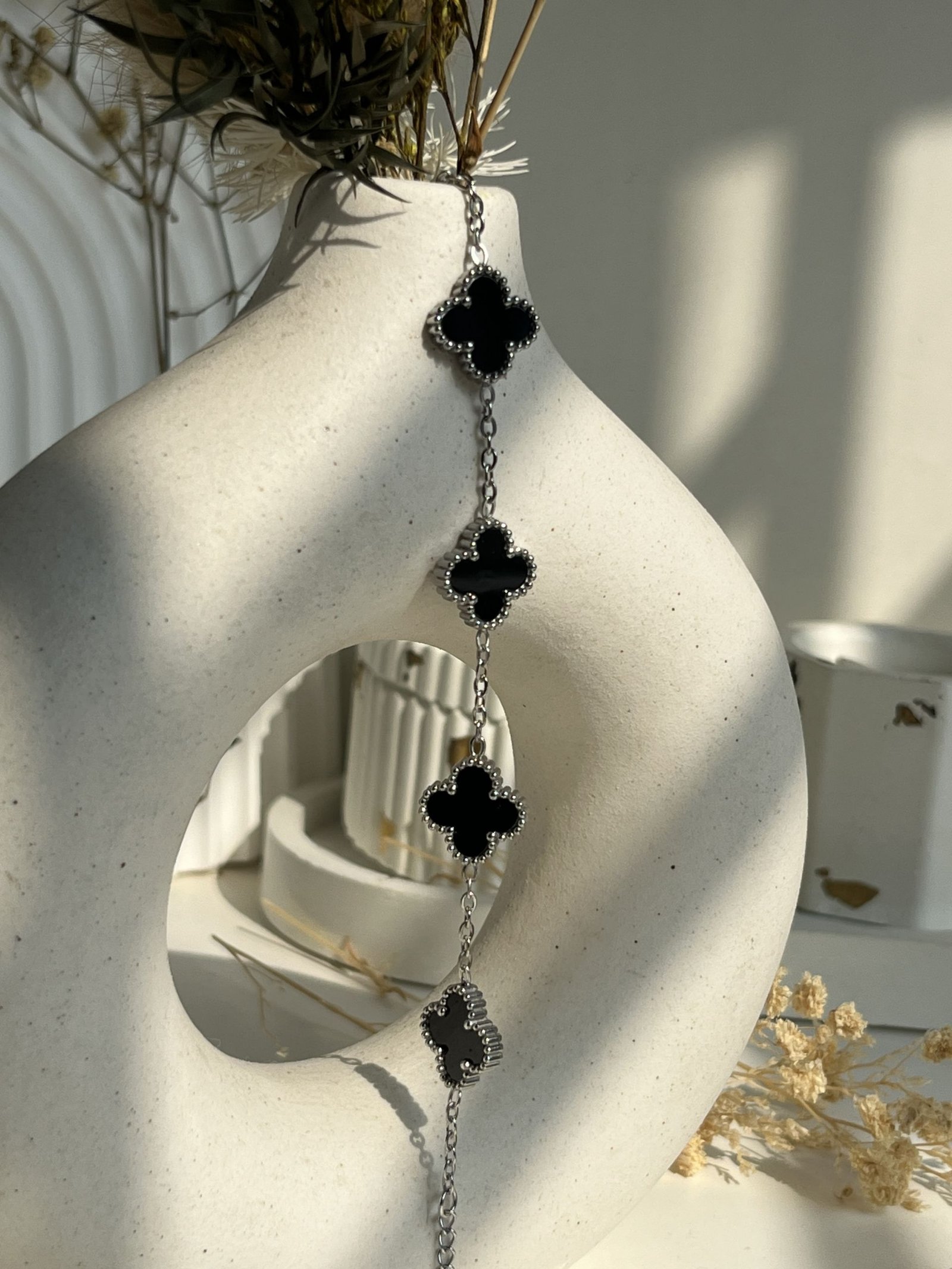 Lunaria Silver Clover Chain Bracelet