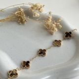 Chrome Clover Charm Chain Bracelet