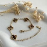 Chrome Clover Charm Chain Bracelet