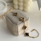 Chrome Clover Charm Chain Bracelet