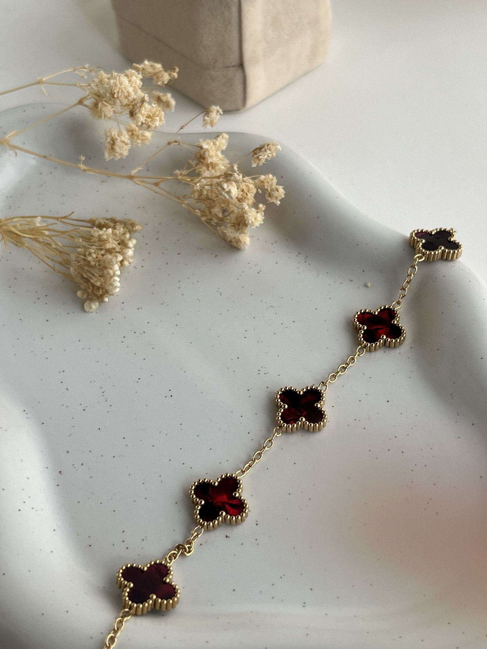 Chrome Clover Charm Chain Bracelet