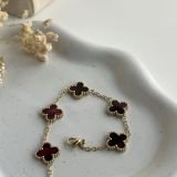 Chrome Clover Charm Chain Bracelet