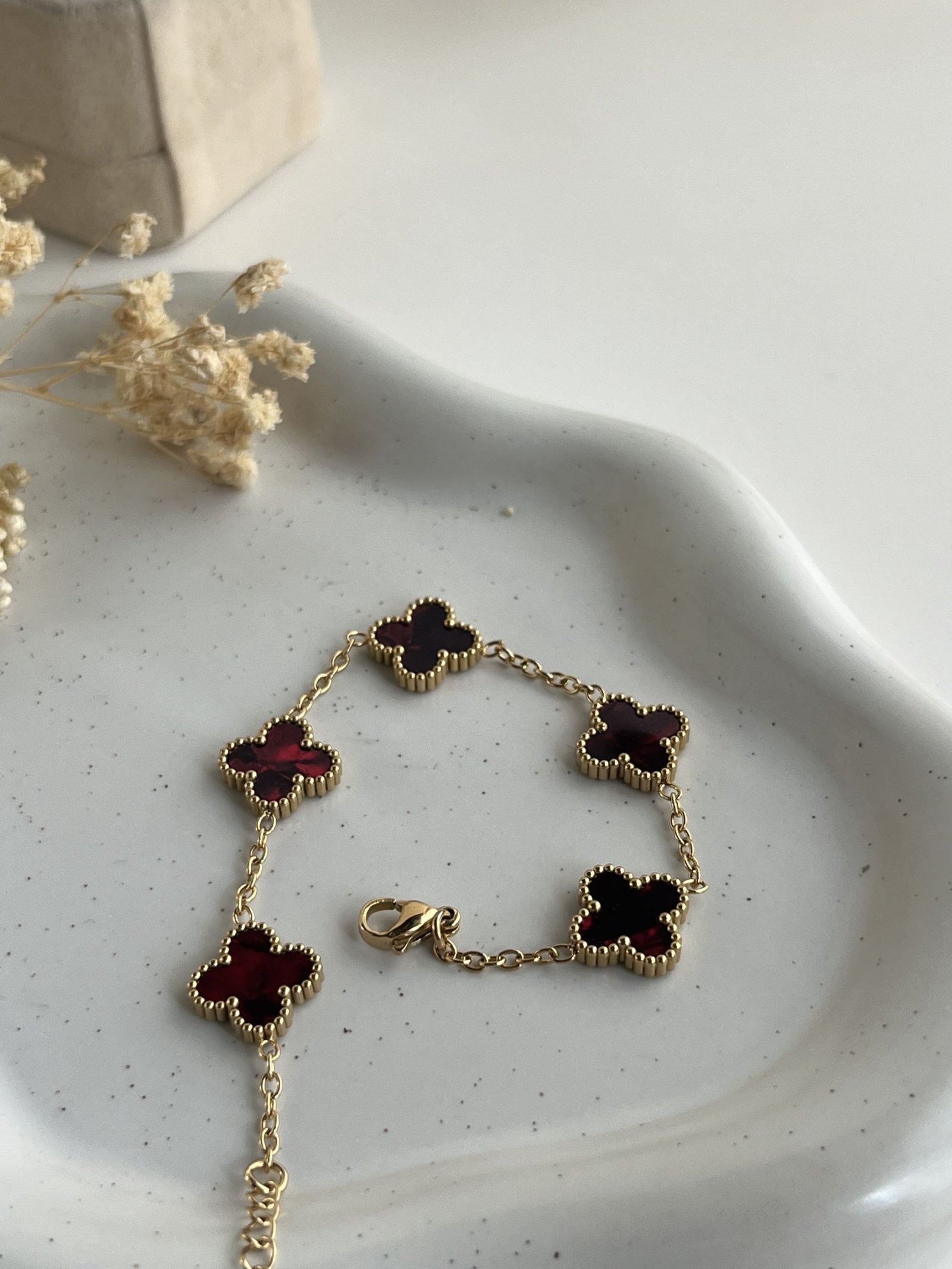 Chrome Clover Charm Chain Bracelet