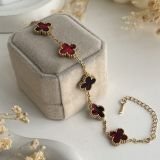 Chrome Clover Charm Chain Bracelet