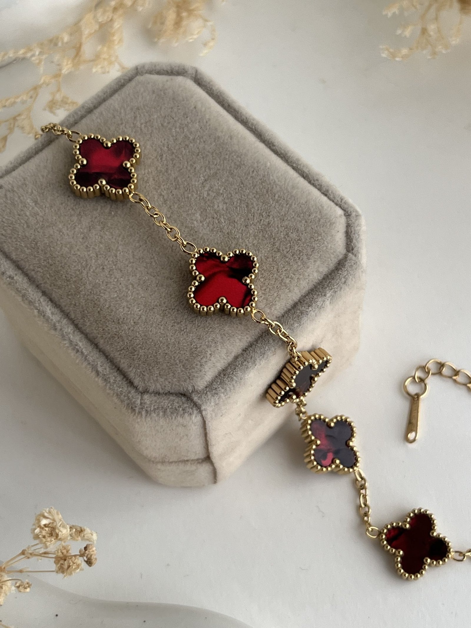 Chrome Clover Charm Chain Bracelet