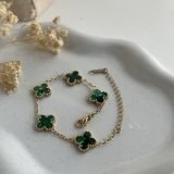 Chrome Clover Charm Chain Bracelet