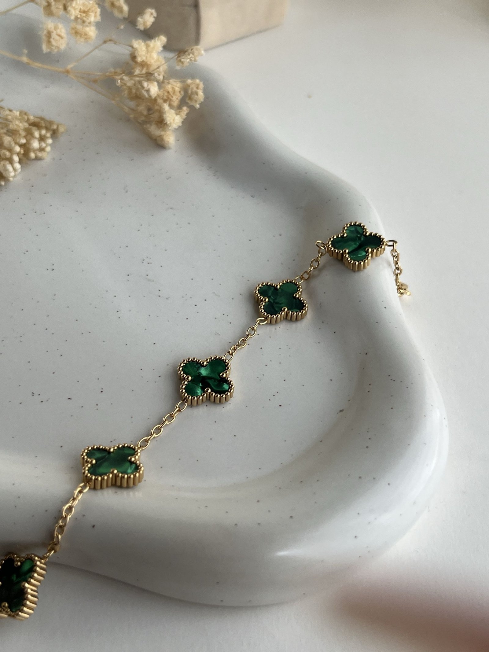 Chrome Clover Charm Chain Bracelet