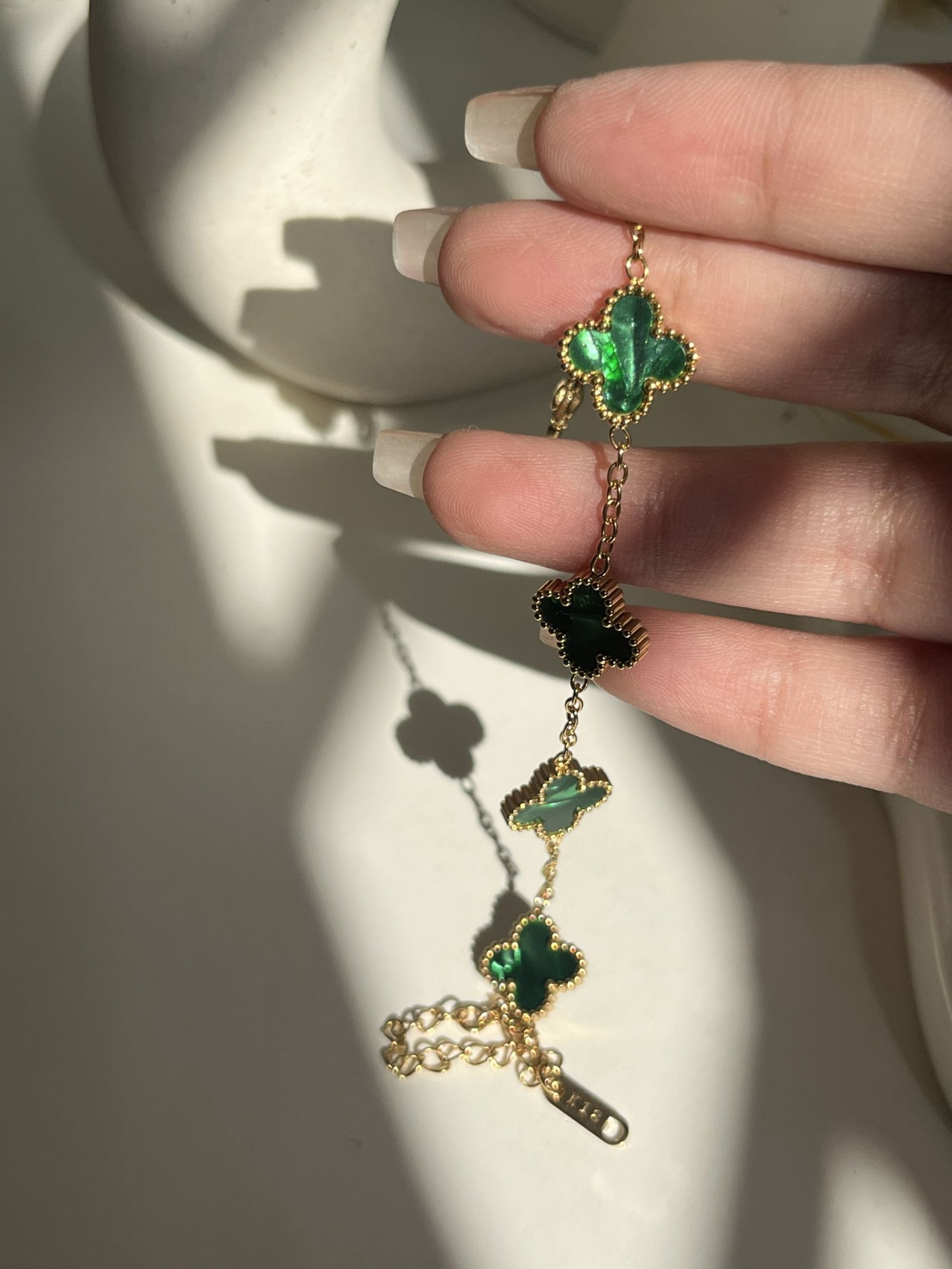 Chrome Clover Charm Chain Bracelet