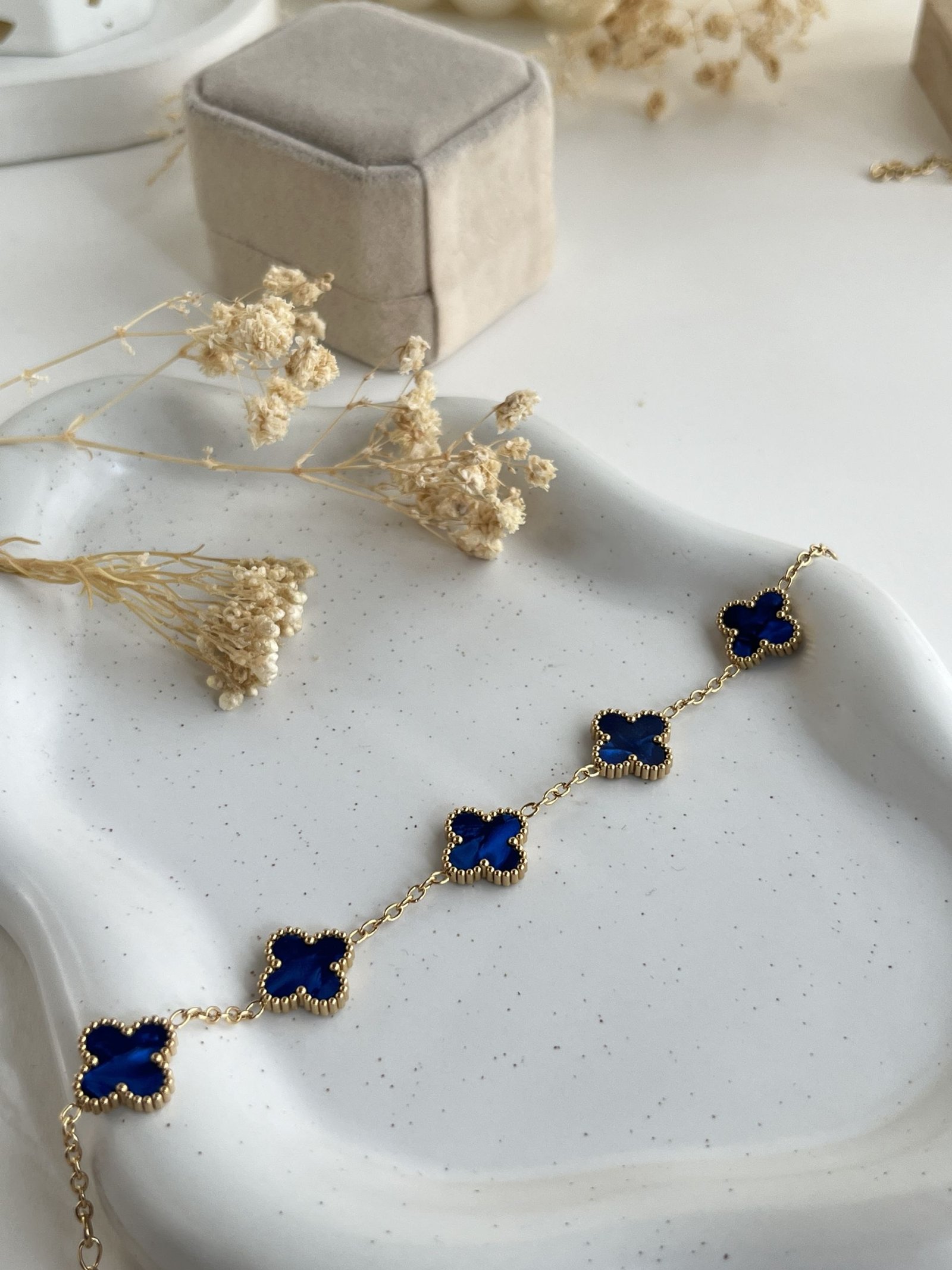 Chrome Clover Charm Chain Bracelet