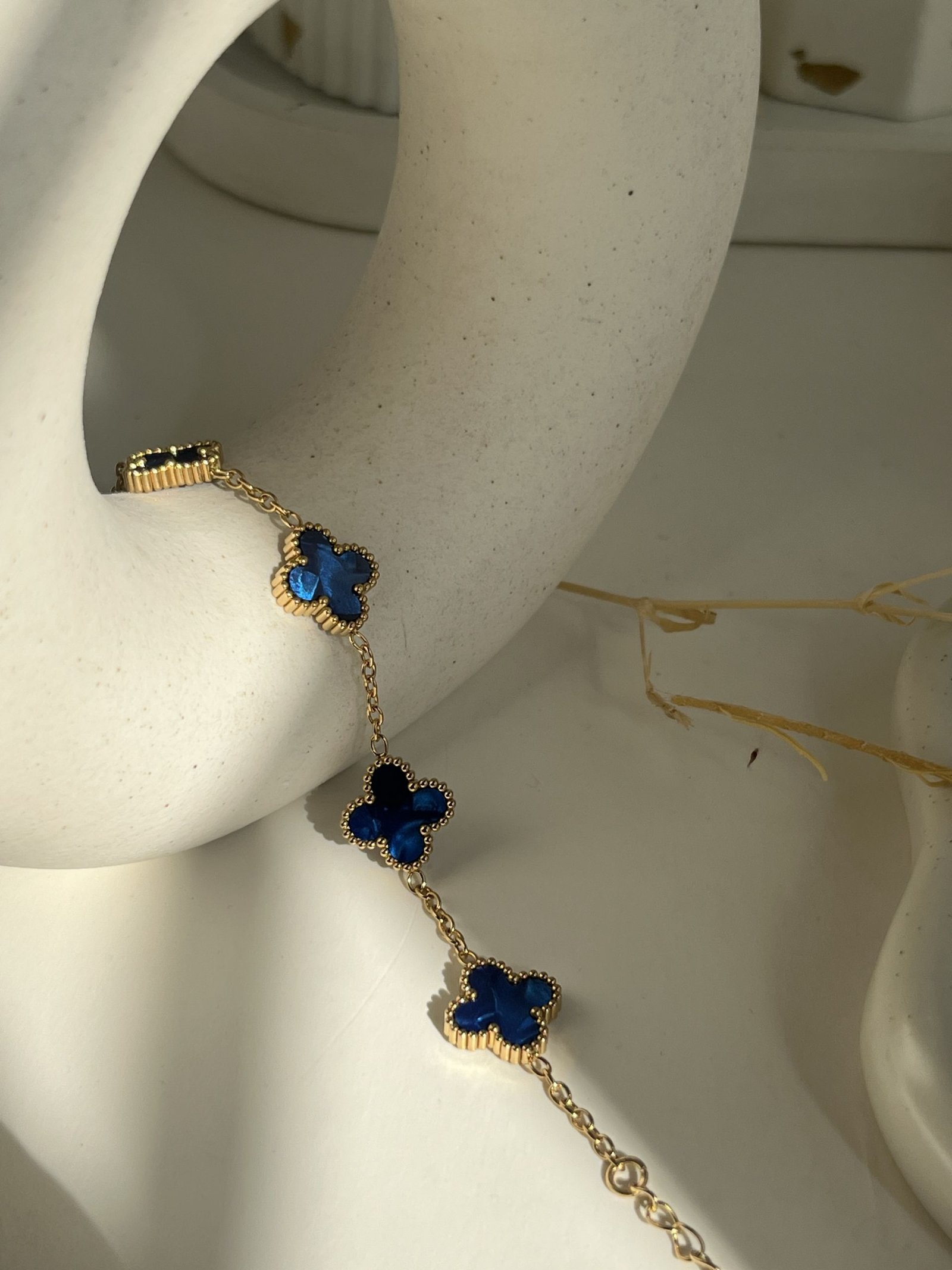 Chrome Clover Charm Chain Bracelet