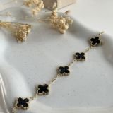 Chrome Clover Charm Chain Bracelet