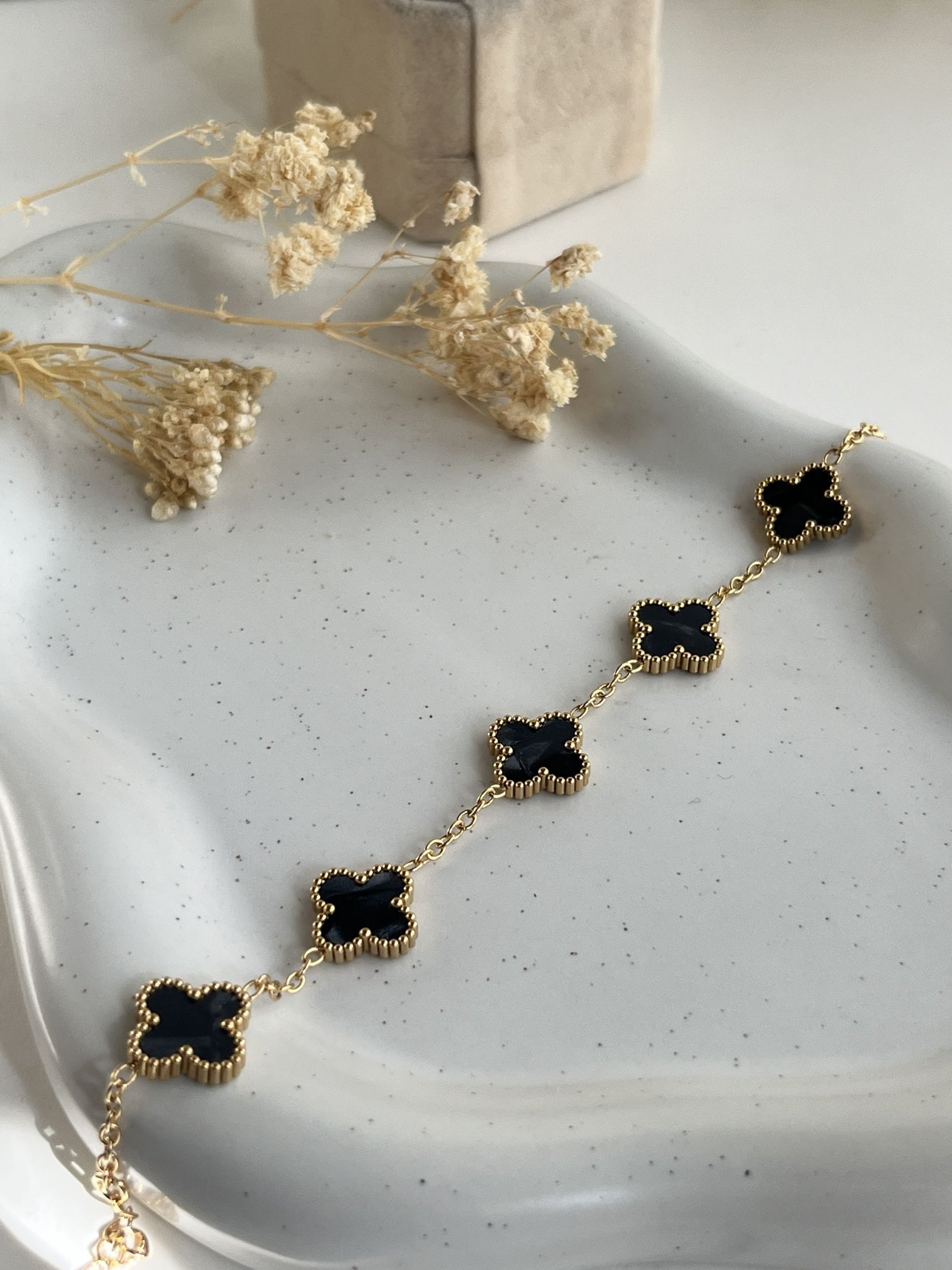 Chrome Clover Charm Chain Bracelet