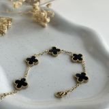 Chrome Clover Charm Chain Bracelet