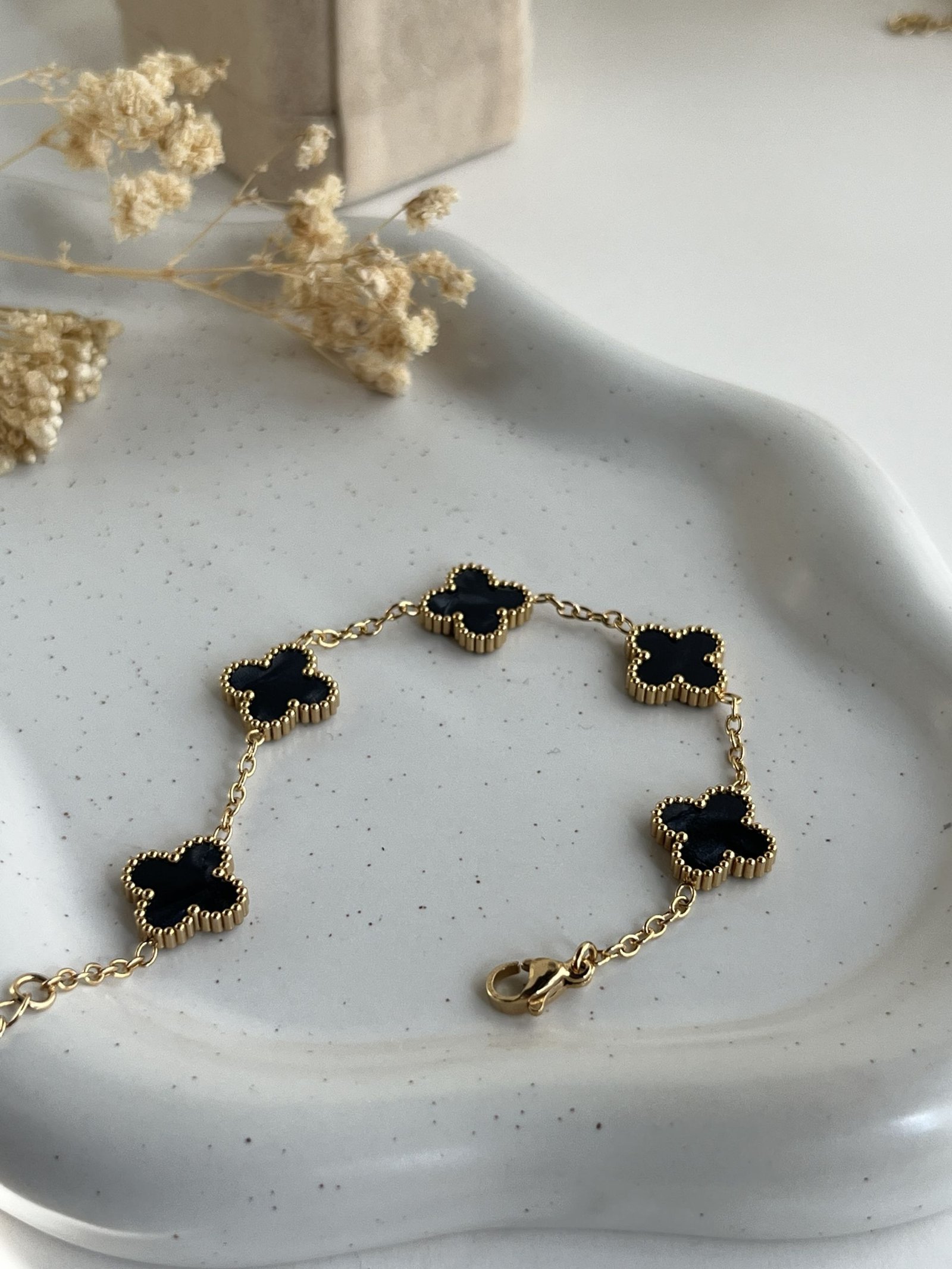 Chrome Clover Charm Chain Bracelet